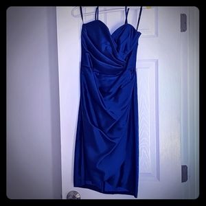 WTOO blue ruched tulip hem cocktail dress